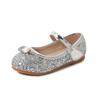 Kids Princess Shoes 2024 Spring New Little Girls Soft Crystal Shoes Flats Silver Children Mary Janes for Party Wedding Shows PU