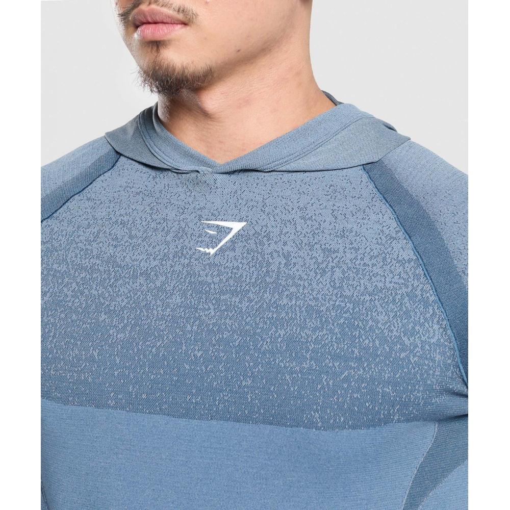 Gymshark Бесшовная толстовка с капюшоном Shadow Faded Blue A1b1w Ucmg