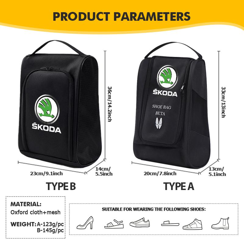 AAABR1 Car Sneaker Organizers Travel Shoe Bag Storage Accessories For Skoda Octavia A5 A7 RS Fabia Superb Rapid Karoq