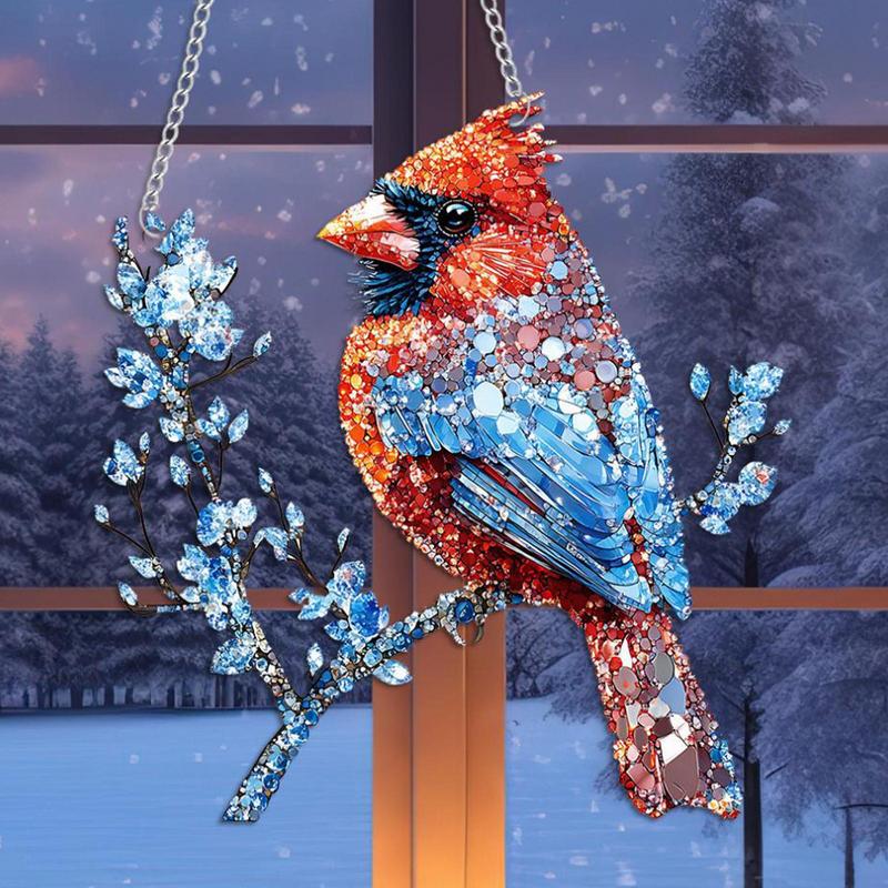 Dangling Bird Ornaments Dangling Bird Light Catcher 2D Acrylic Birds Centerpiece Window Panel Decor for Home Studio Restaurant