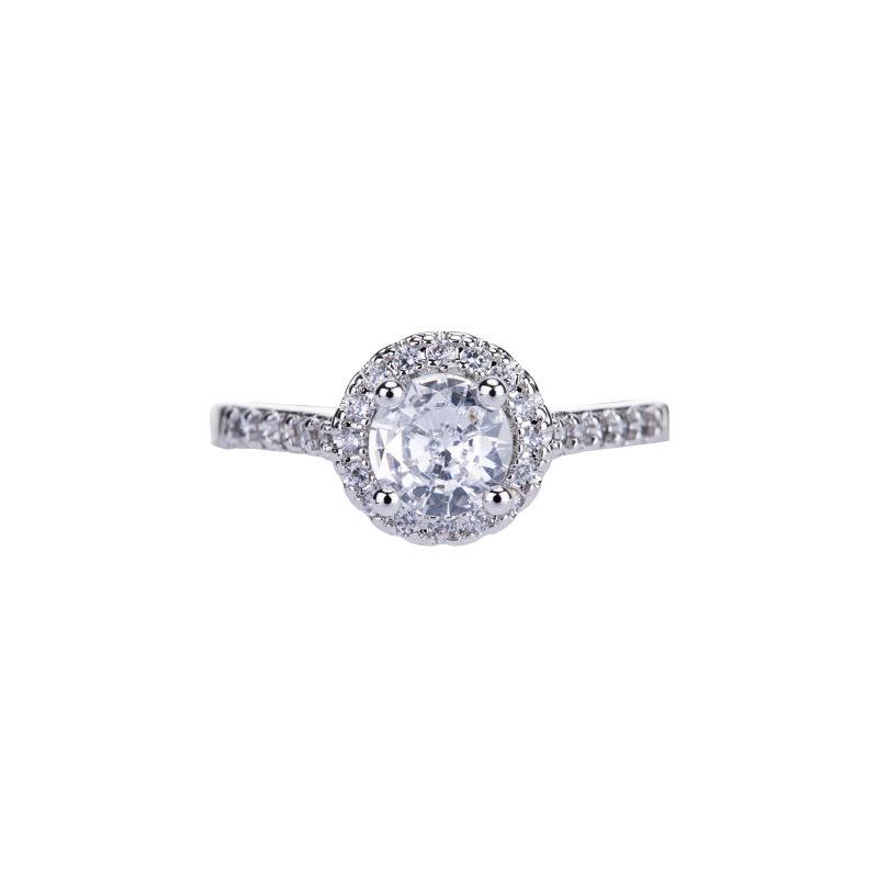 Jewelry Round Four-Claw Simulation High Carbon Diamond Diamond Ring Femininity Full Diamond Ring Ladies Wedding Ring
