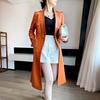 Trench Coat Long Women Classy Stylish Orange Real Lambskin Soft Leather Unique