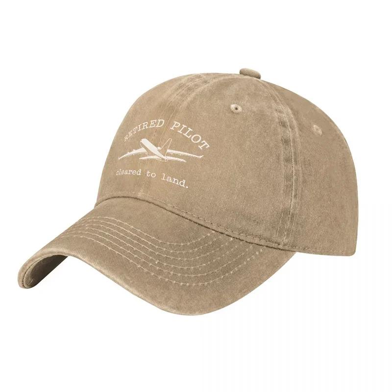 Retired Pilot Cleared to Land Embroidered Washed Canvas Baseball Cap Aviation Themed Adjustable Hat for Men and Women
