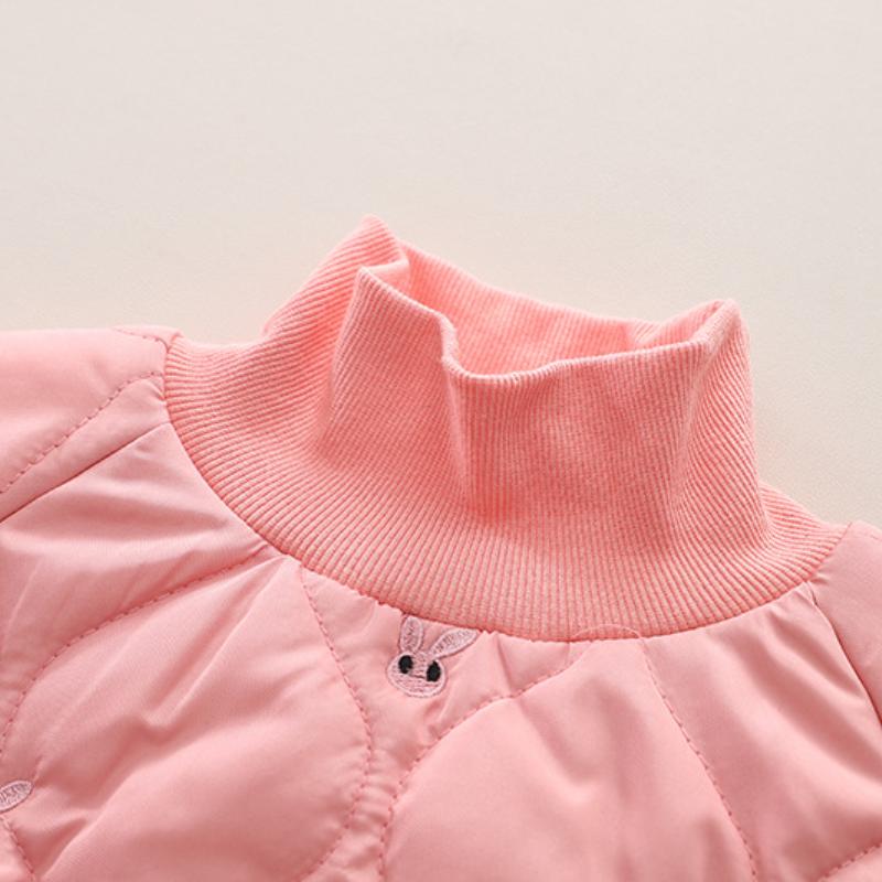 Детская зимняя одежда с рисунком кролика для мальчиков и девочек, флисовый топ с высоким воротом + утепленные штаны, спортивная одежда для активного отдыха