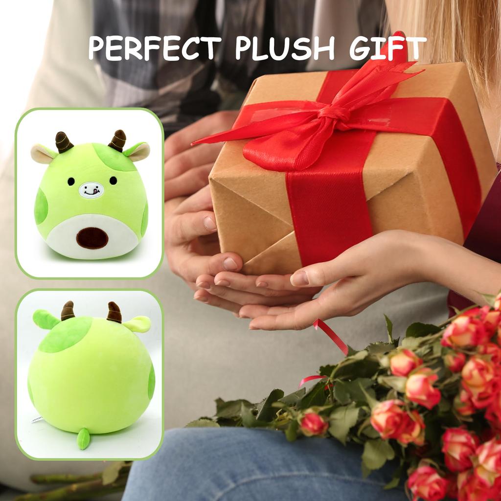 NOVA Avocado Cow Plush Toy Animal Fluffy Cow Body Pillow Pillow Cushion Cute Stuffed Animal Chewy Hug Pillow Decoration Gift for Girls and Boys