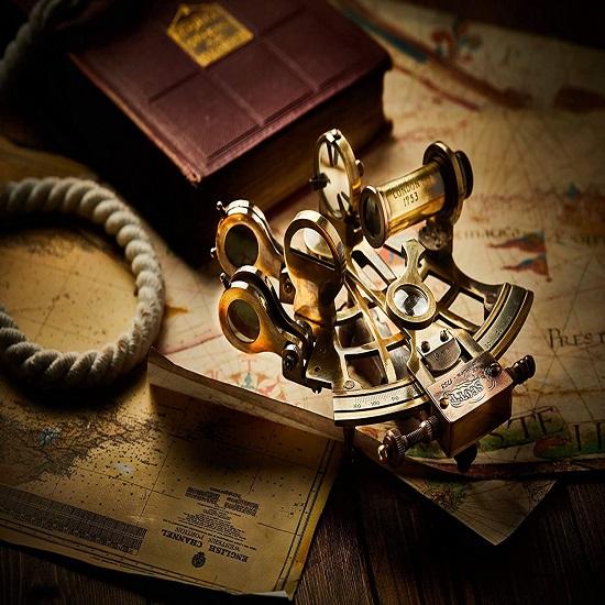 HANDICRAFT ROYAL Handcrafted Marine Navigation Brass Sextant | Sailboat Decor, Antique Brass