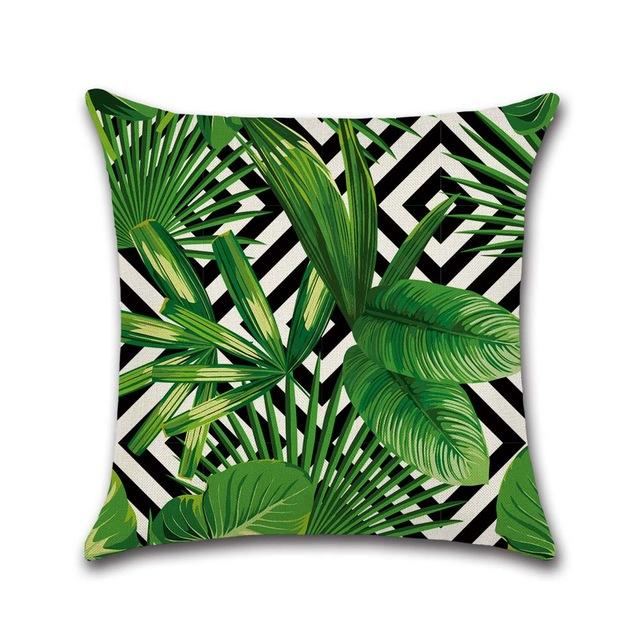 Tropical Plant Cushion Cover Green Leaves Decorative Pillowcase For Sofa Linen Throw Pillow Case Funda De Almohada Poszewka