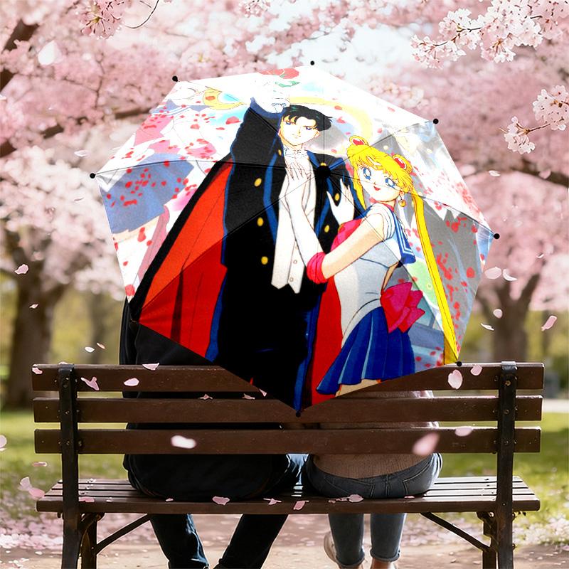 Japanese style Cute cartoon theme Sailor Moon Tsukino Usagi cartoon Umbrella Portable Home Essential Travel Outdoor Iron Multi functional Umbrella B1