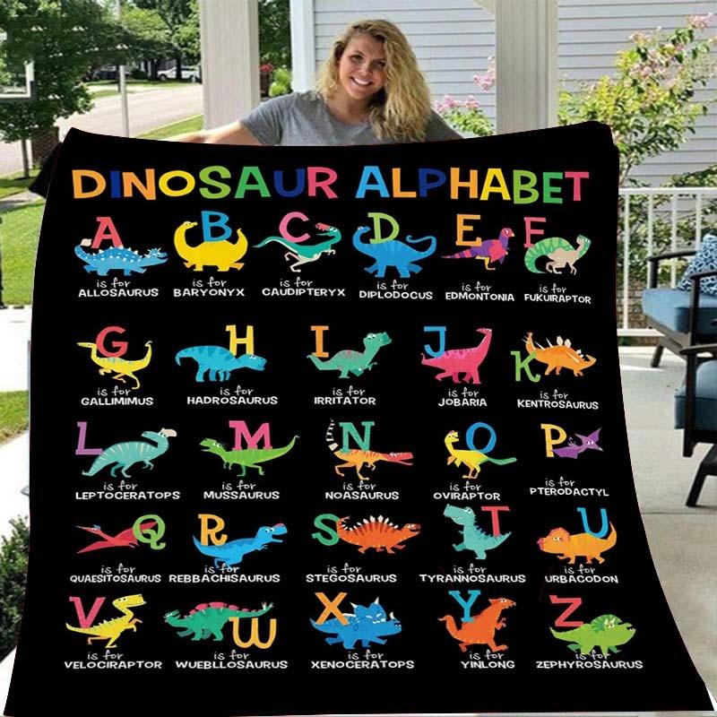 Dinosaur Alphabet Baby Blanket Throw Blanket Gift Coca-Cola Flannel Blanket Warm Plush Throw for Bed Sofa Couch