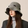 Autumn Winter Bow Wool Hat Solid Color Fisherman Hat Women's Basin Hat