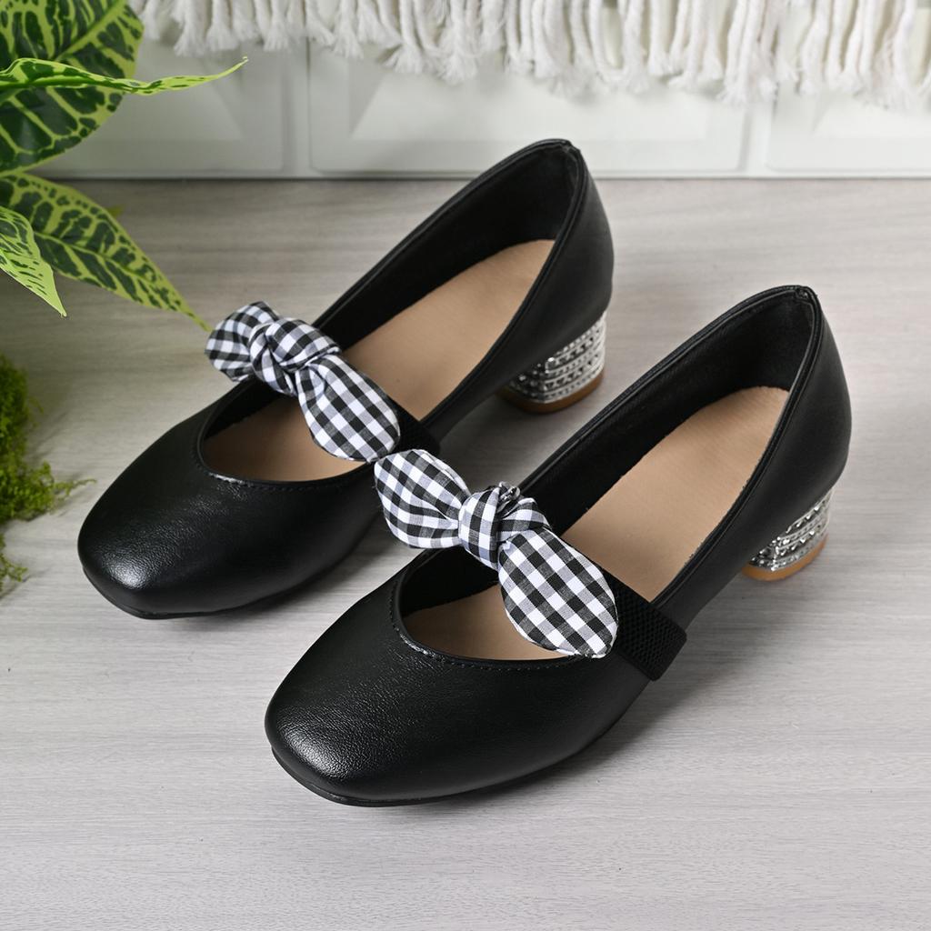 Ретро туфли Мэри Джейн большого размера на одной педали женская обувь 2025 весна и осень для работы туфли бабушки толстый каблук одинарные туфли