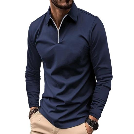 Мужская рубашка, модный однотонный мужской топ с длинными рукавами, дизайн с лацканами, мягкий дышащий пуловер из смеси хлопка для повседневной носки