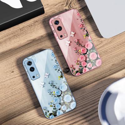 Роза Бабочка Роза Фиолетовый Для Vivo Y76 16 55 V29 Lite 5G 25 23 30 IQOO Z9X 12 Pro Neo X200 100 90 60 Закаленное Стекло Чехол для Телефона