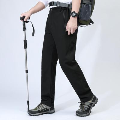 Мужские ветрозащитные брюки софтшелл для активного отдыха, осенне-зимние, на бархатной подкладке, больших размеров, повседневная спортивная одежда