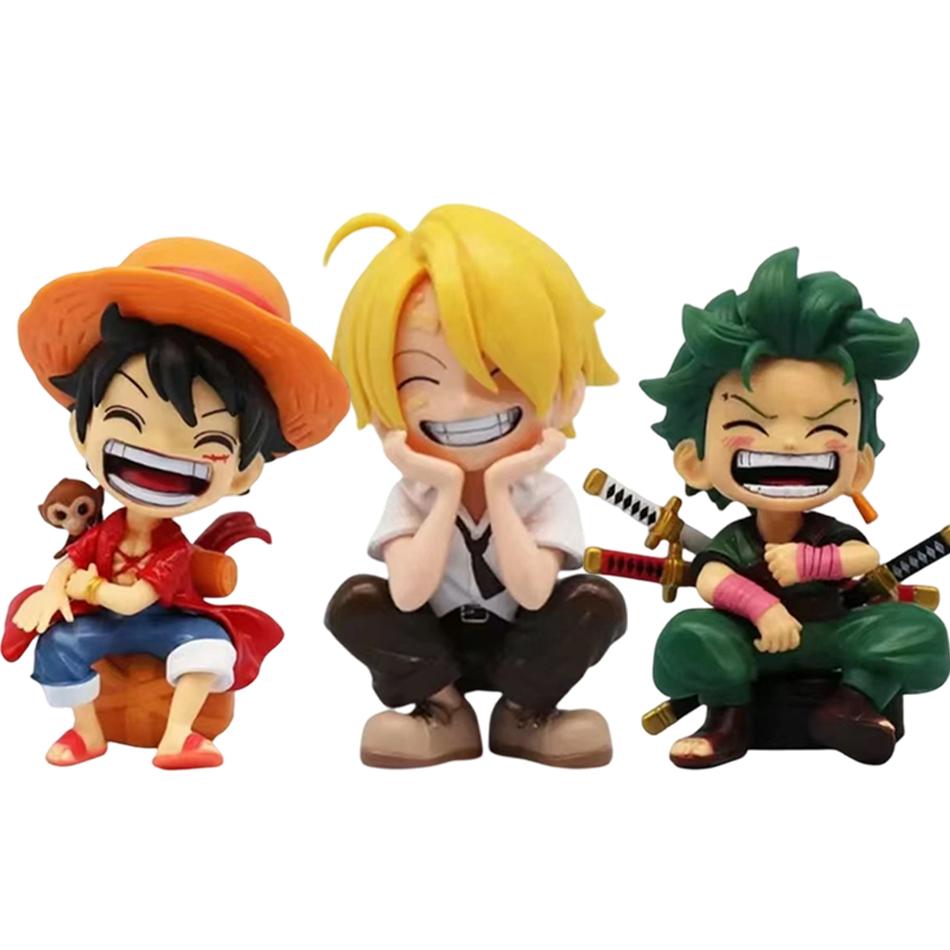 ONE PIECE  Набор из 6 шт. Аниме 12-15 см Монки Д. Луффи Q-Версия ПВХ Модель Настольное Украшение для Автомобиля Подарок на День Рождения Рождество для Детей Игрушки