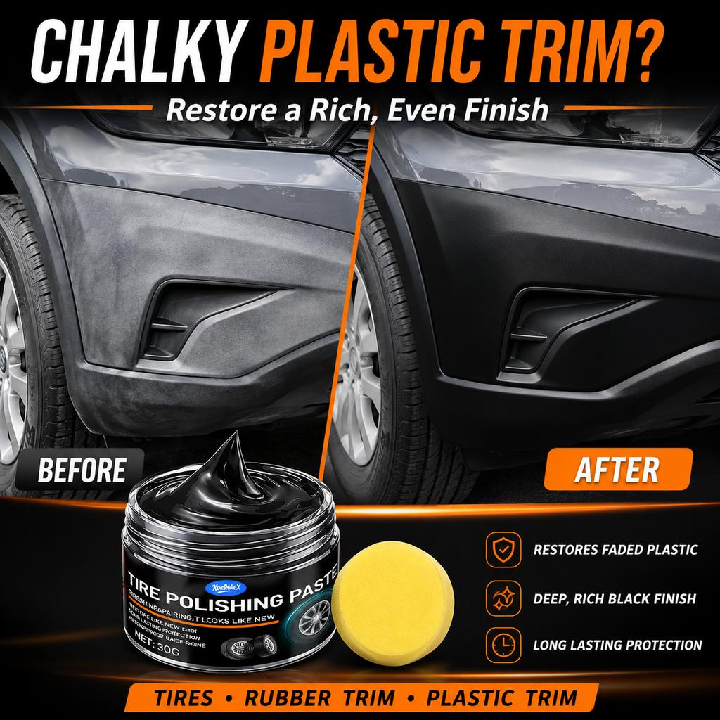 Car Plastic Restorer - Tire & Rubber Trim Renovator with Leather Repair Kit for Car Interior Cleaning & Scratch Remover