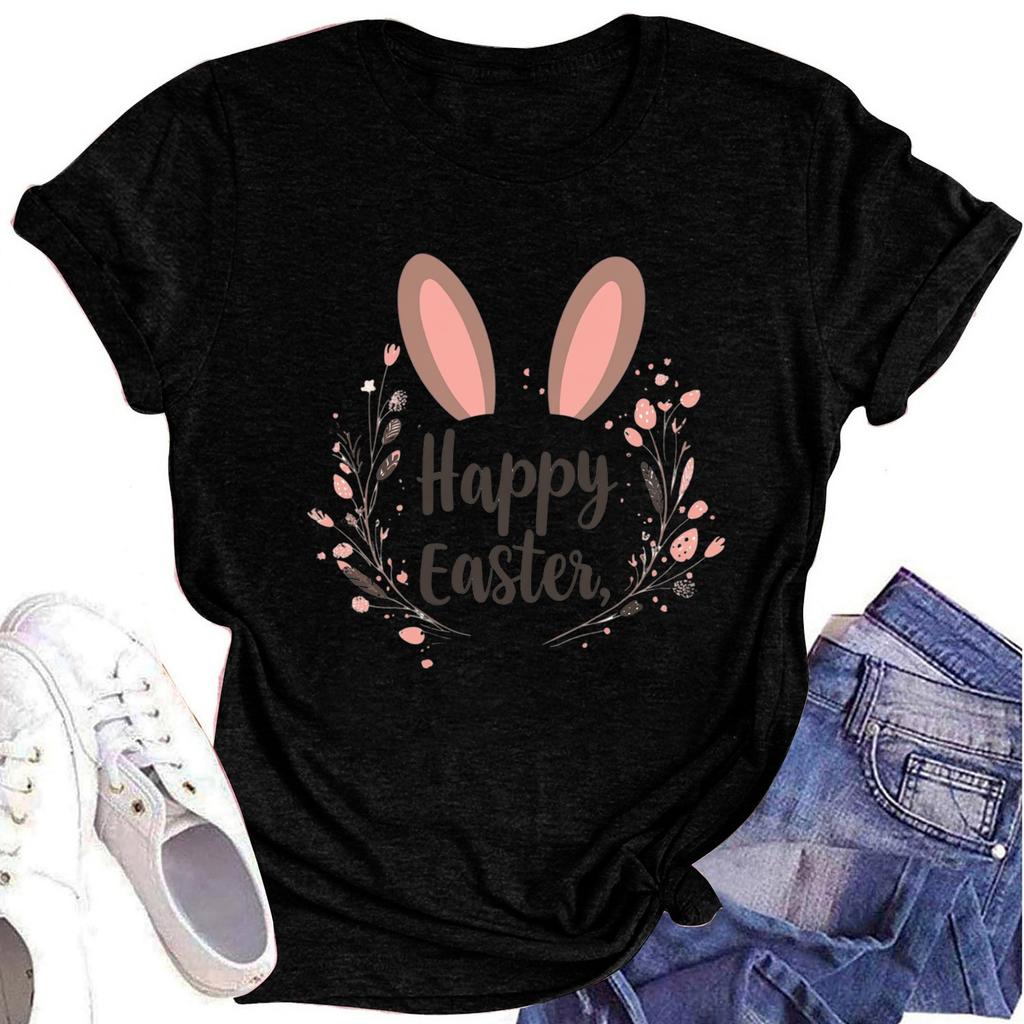 Women's Printed Round Neck Short-sleeved T-shirt Top