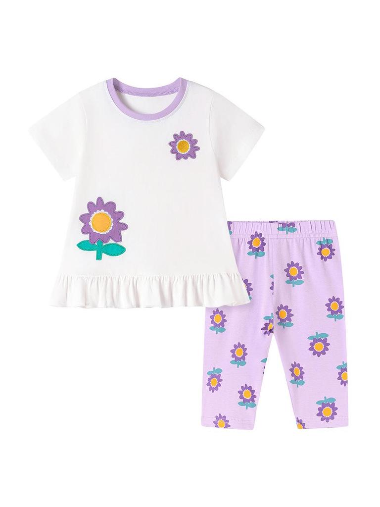 Летний комплект из двух предметов с коротким рукавом для девочек Little Maven - Европейский и американский стиль