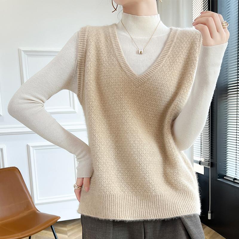 Женский кашемировый жилет Qinghe Cashmere 30% кашемир 70% шерсть осенне-зимний кашемировый жилет мягкий и теплый