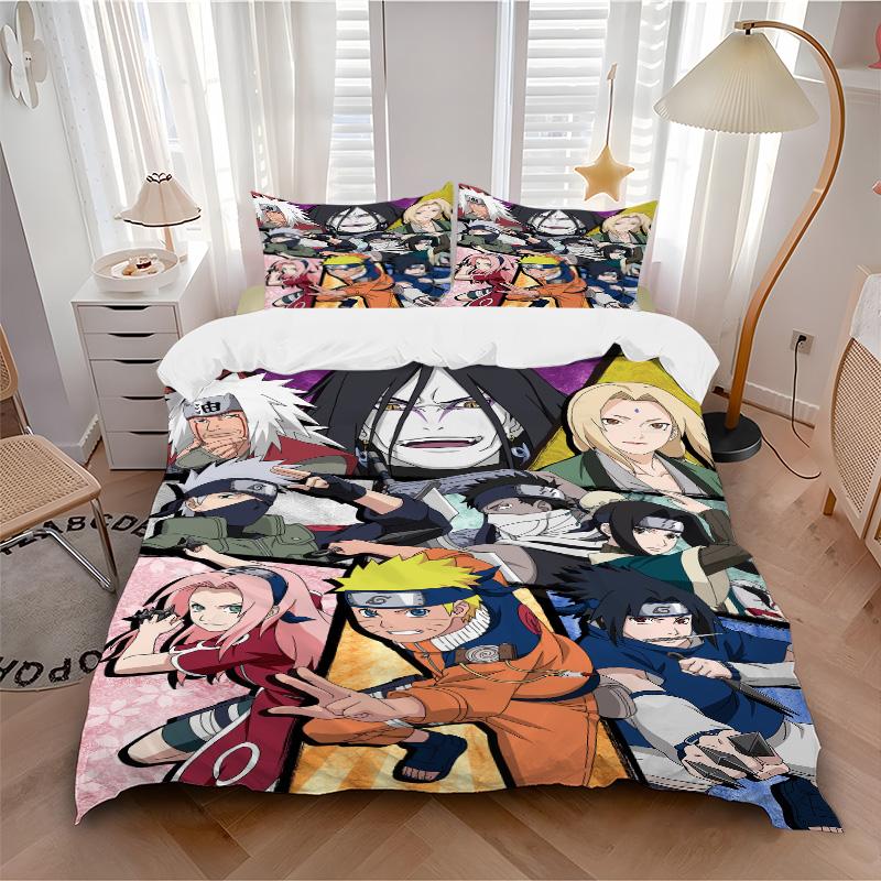 Naruto Friends Print 3Pcs Bedding Setduvet Cover With 2 Bedropillowcase Home Birthday Gift