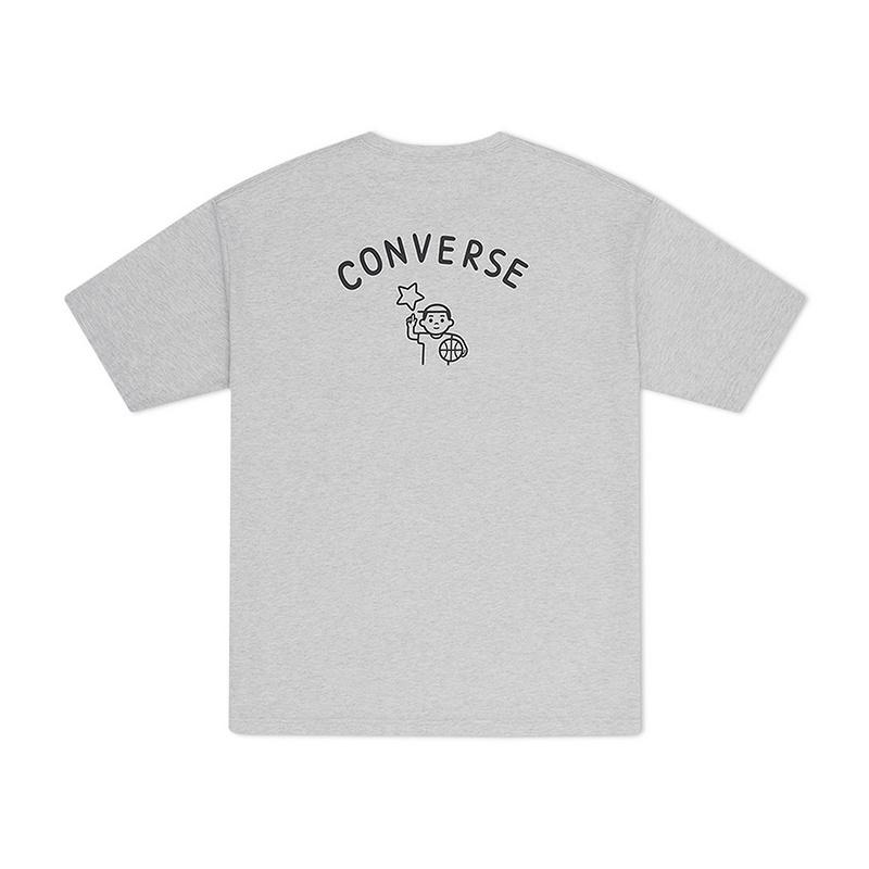 Converse T Shirts Men's Gray Crew Neck Moderate 10028761-A02