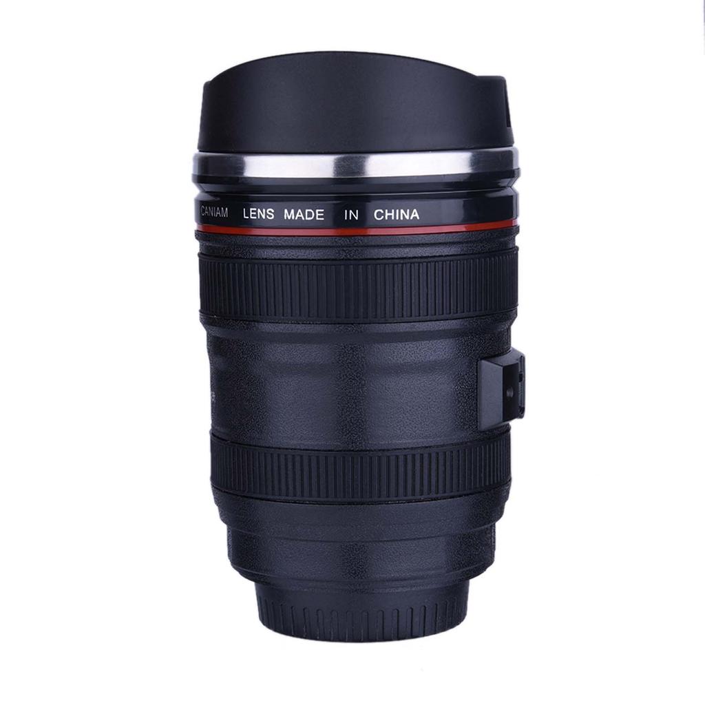 Креативная термокружка в форме объектива камеры из нержавеющей стали, термокружка для путешествий V, черная