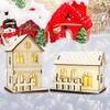 Christmas LED Light Wooden House Luminous Cabin Mini Wooden Village House Merry Christmas Decorations for Home Kids Gifts
