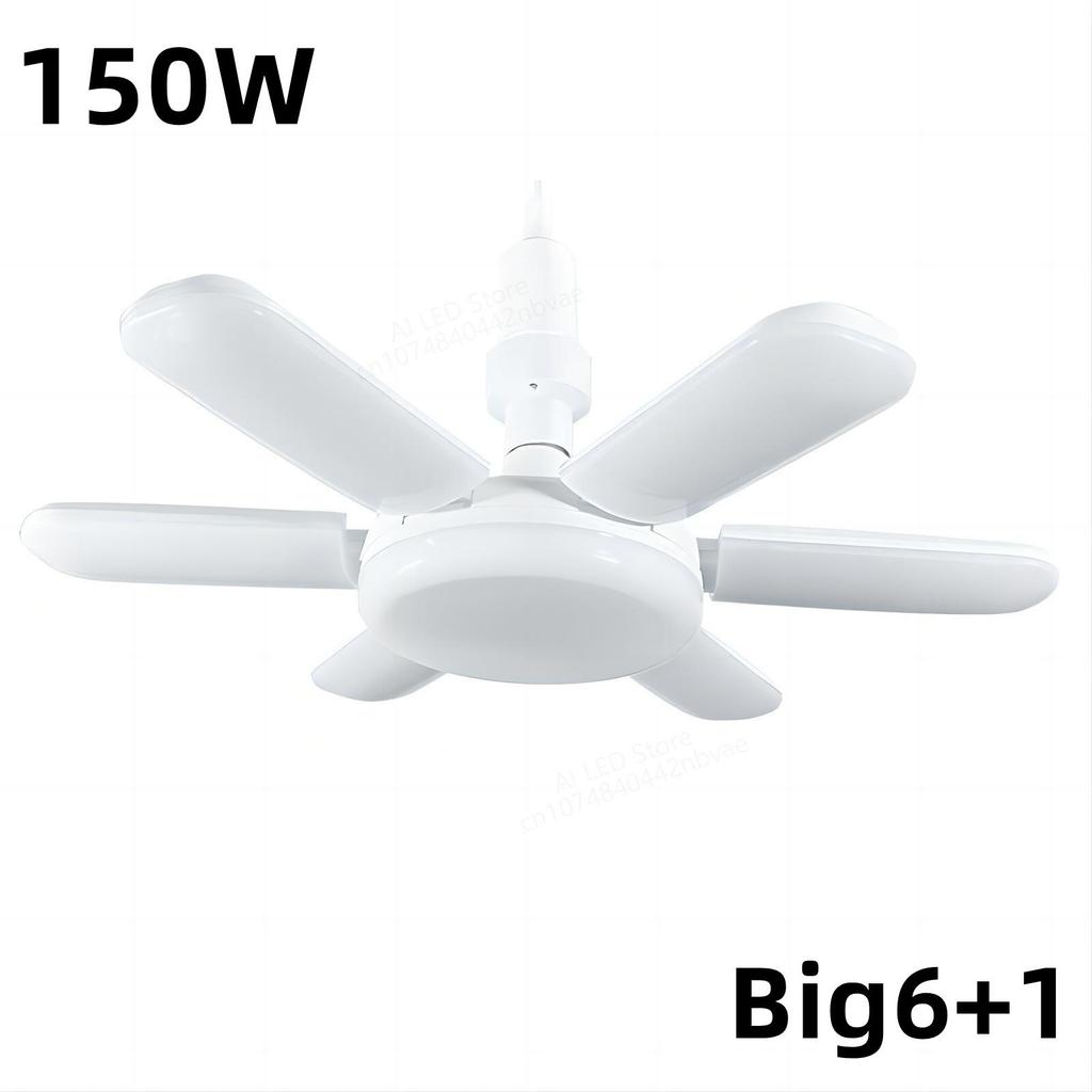 Лампа светодиодная HOMZY E27 с лопастями вентилятора и таймером 220В110В 28Вт 200Вт Складная светодиодная промышленная лампа для дома, потолочного освещения, гаражного освещения