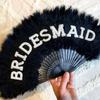 Black Bridesmaid Feather Fan Bachelorette Party Bridal Shower Honeymoon Decoration Wedding Accessories Bride Gifts Photo Props