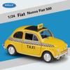 Welly 1/24 Fiat Nuova Fiat 500 Alloy Taxi Car Model Diecasts Metal Vehicles Car Model High Simulation Collection Детские подарки