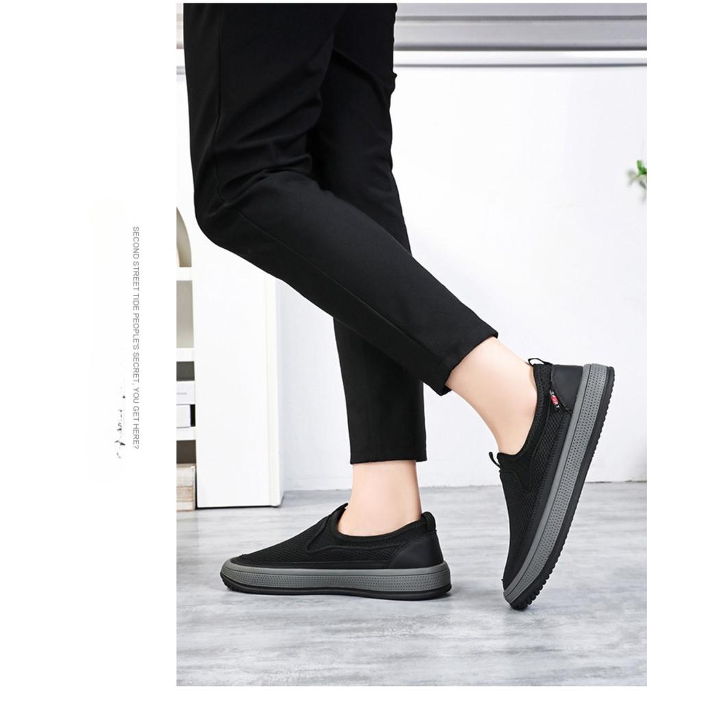 Мужская обувь, сетчатая обувь, однотонные универсальные туфли, дышащая мягкая подошва, легкая повседневная обувь для мужчин