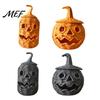 Retro Dark Style Living Room Decor Handwoven Pumpkin Lantern, Vintage Rustic Halloween Decor, Hollow Smile Boho Desktop Art Face Storage Jar with Lid,