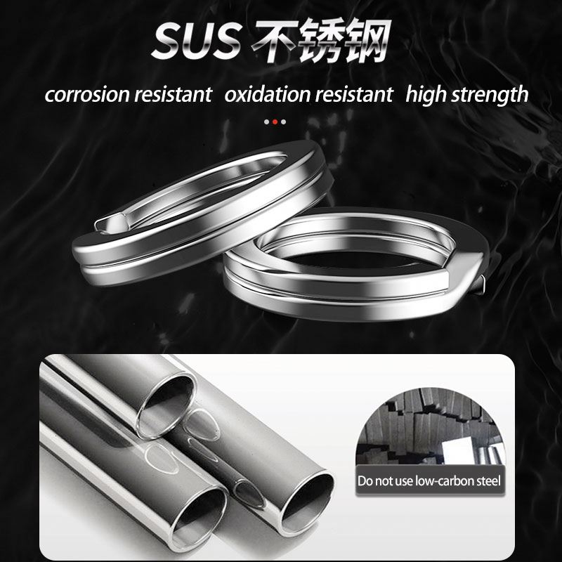 Oem 200pcs/box Stainless Steel Fishing Split Rings O Solid Ring Fishing Accessories Connectors Round Ring Double Loop