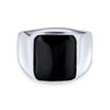 "Personalized Elegant Statement Classic Flat Black Onyx Gemstone Geometric Rectangle Signet Ring for Men. Made of .925 Sterling Silver Handcrafted in