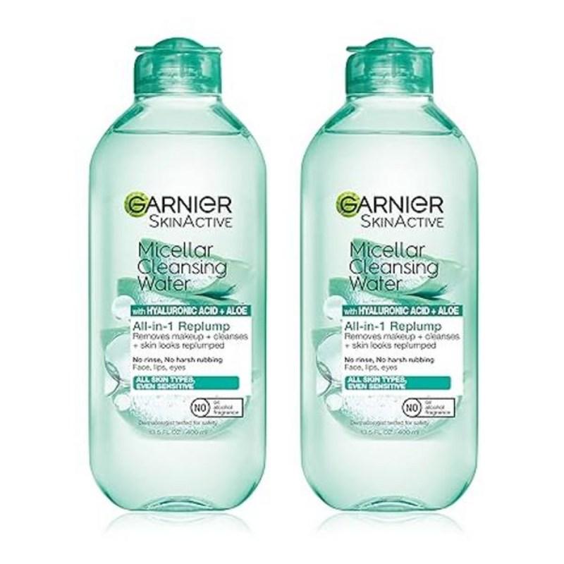 Garnier Hyaluronic Acid Micellar Water Facial Cleanser and Makeup Remover 400ml, 2 pcs