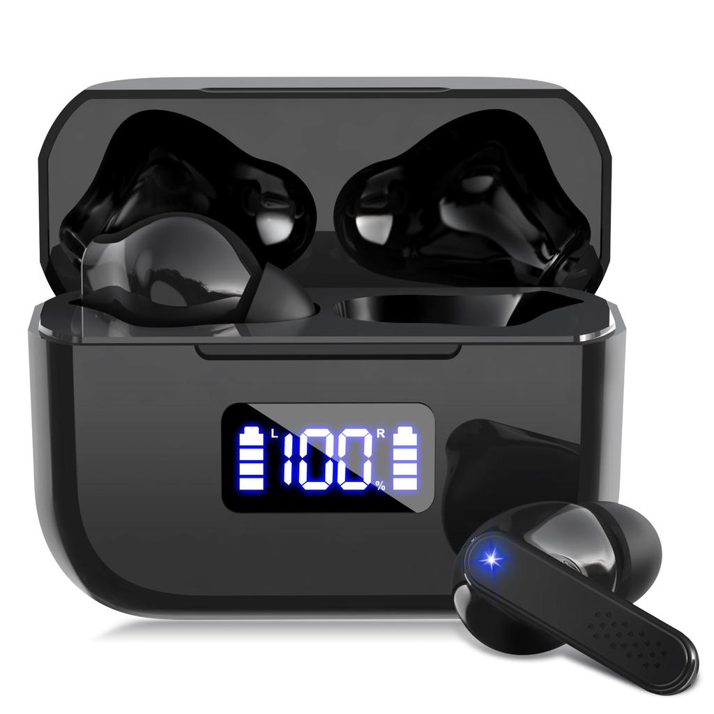 Беспроводные Bluetooth-наушники, Сенсорное управление, Светодиодный цифровой дисплей заряда батареи, Hi-Fi качество звука, Одно/Двухушное использование, Компактные и легкие, Удобные