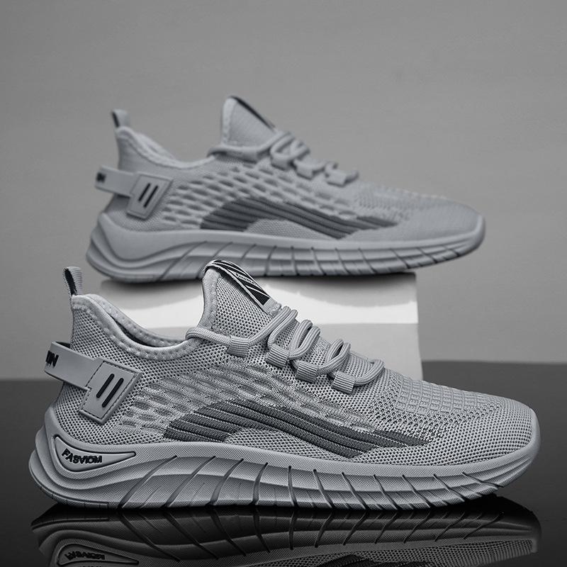 Breathable Soft-soled Fly-woven Mesh Shoes 2024 New Men's Shoes Running Casual Sports Shoes Trendy Versatile Dad Shoes