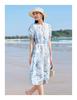Jiuzi Anna Kouou Ruofeng Holiday Hand drawn Blended Flower Slimming Waist Dress