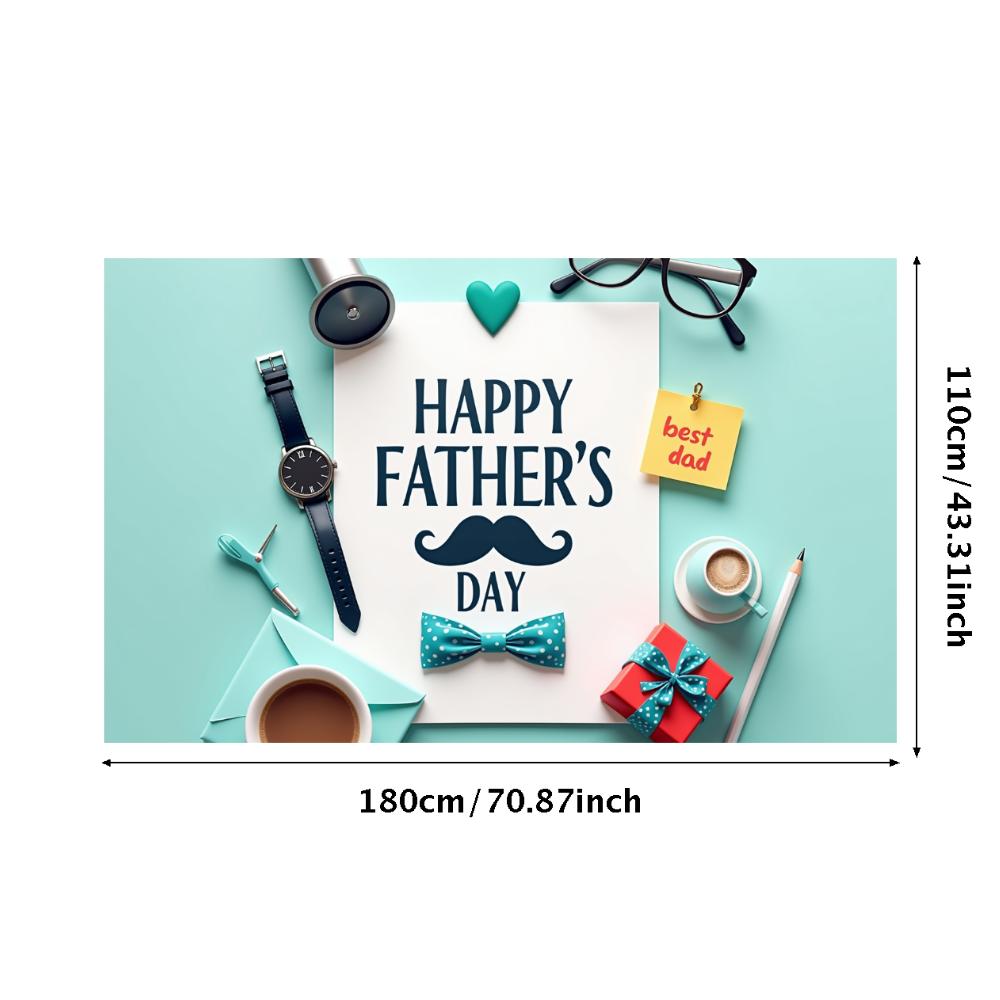 Heart Shape Father's Day Decor Coffee Cup Father's Day Backdrop Stylish Glasses Pencil Dad Celebration Banner for Holiday Decor
