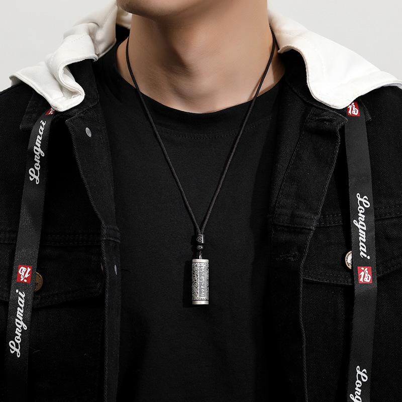 Серебряный кулон-ожерелье с шестисимвольной мантрой и облаками, коробка Gawa, 99 футов, унисекс, открывающийся, стиль National Tide