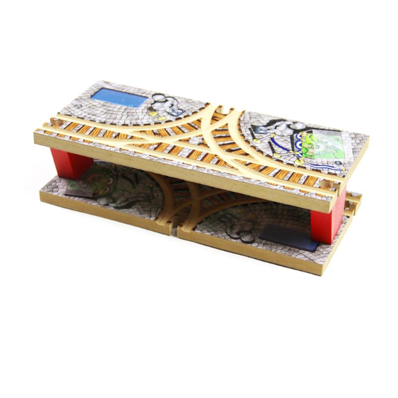 Wooden Train Track Blocks Bulk Accessories Transit Hub Double T-Rail Station Compatible with Solid Wood Train Track Boys Toys S2