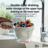 2-in-1 Fruit Cleaning Basin Double Layer Vegetable Drain Basket Portable Kitchen Drain Basket