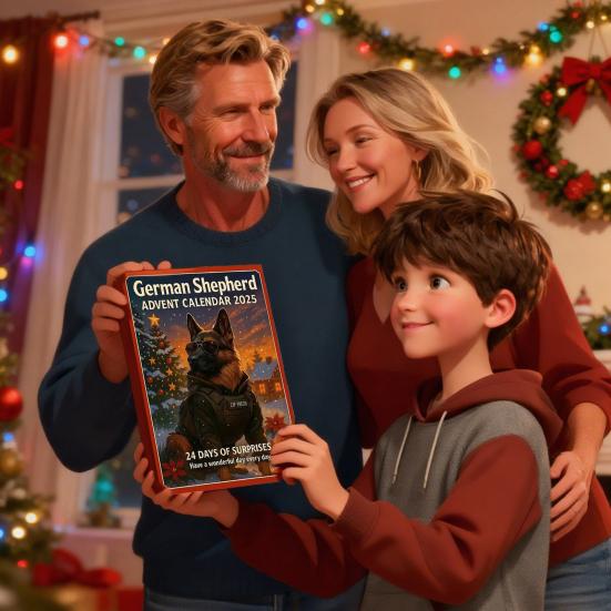 Коробка Адвент-календаря Немецкая овчарка Коробка для отсчета 24 дней Акриловая фигурка на тему собаки Многофункциональное украшение
