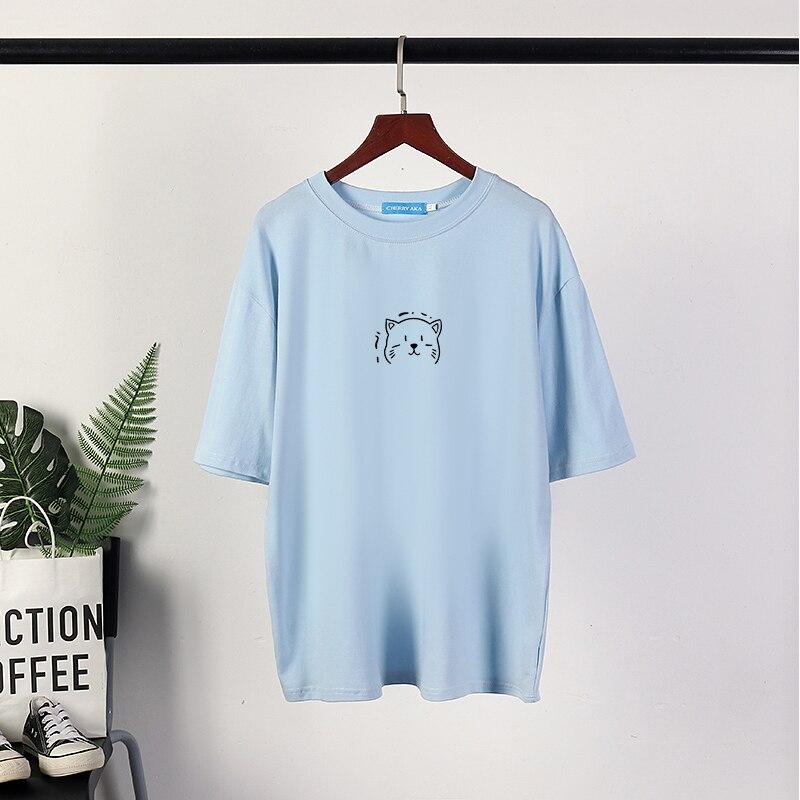 Kawaii летние футболки с короткими рукавами, 8 цветов, женские мягкие футболки большого размера, хлопковые свободные топы, женская одежда больших размеров