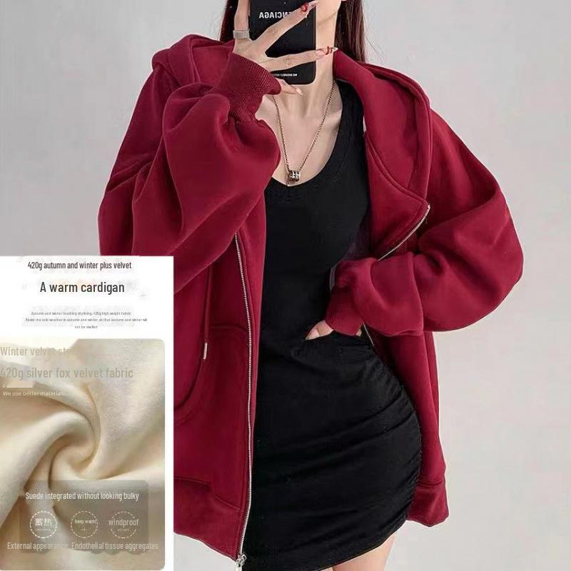Женская толстовка с капюшоном из плотной не скатывающейся ткани на бархатной подкладке — свободная, повседневная, облегающая, миниатюрная, куртка-кардиган на молнии
