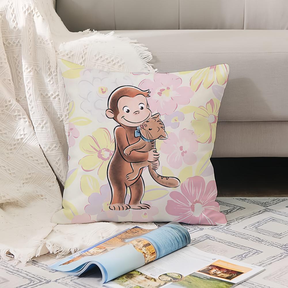 Cartoon Cute C-Curious G-George Pillow Case Office Cushions Suitable For Sofa Car Bedroom Decorative Cushion Cover