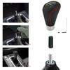 Lunsom 5 Speed Shift Knob PU Leather Car Gear Shift Lever Shift Knob Replacement for Manual Car (Red Stitch)