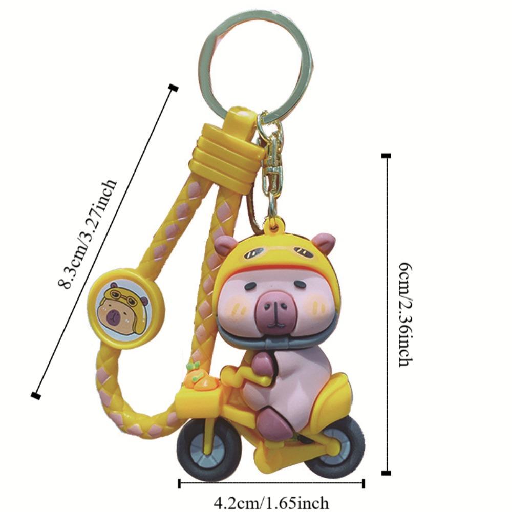 Брелок в виде мультфильма «Капибара» в стиле животного, ювелирное изделие «Капибара на велосипеде», брелок для сумки, кулон