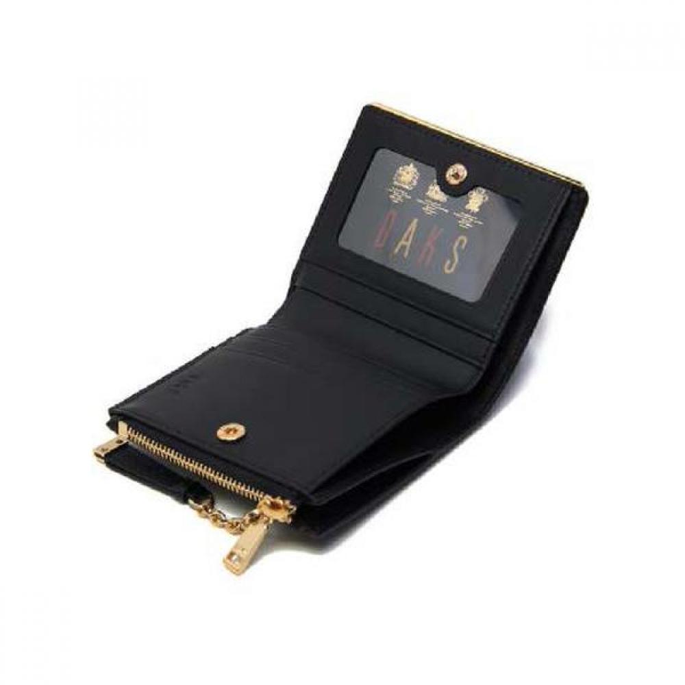 Daks Black Leather Dd Logo 2 Zip Wallet Dcwa2f417bk