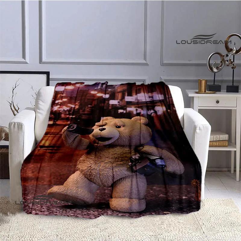 Мультяшный плюшевый мишка Тед с принтом Пледы Теплые фланелевые пледы Мягкий и удобный плед постельное белье Подарок на день рождения